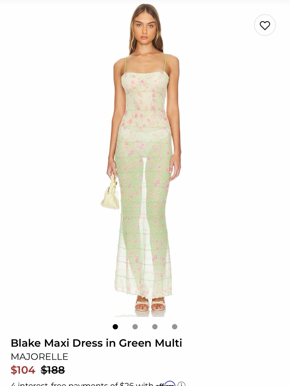MAJORELLE Blake Maxi Swim Coverup in Light Green with Pink Floral